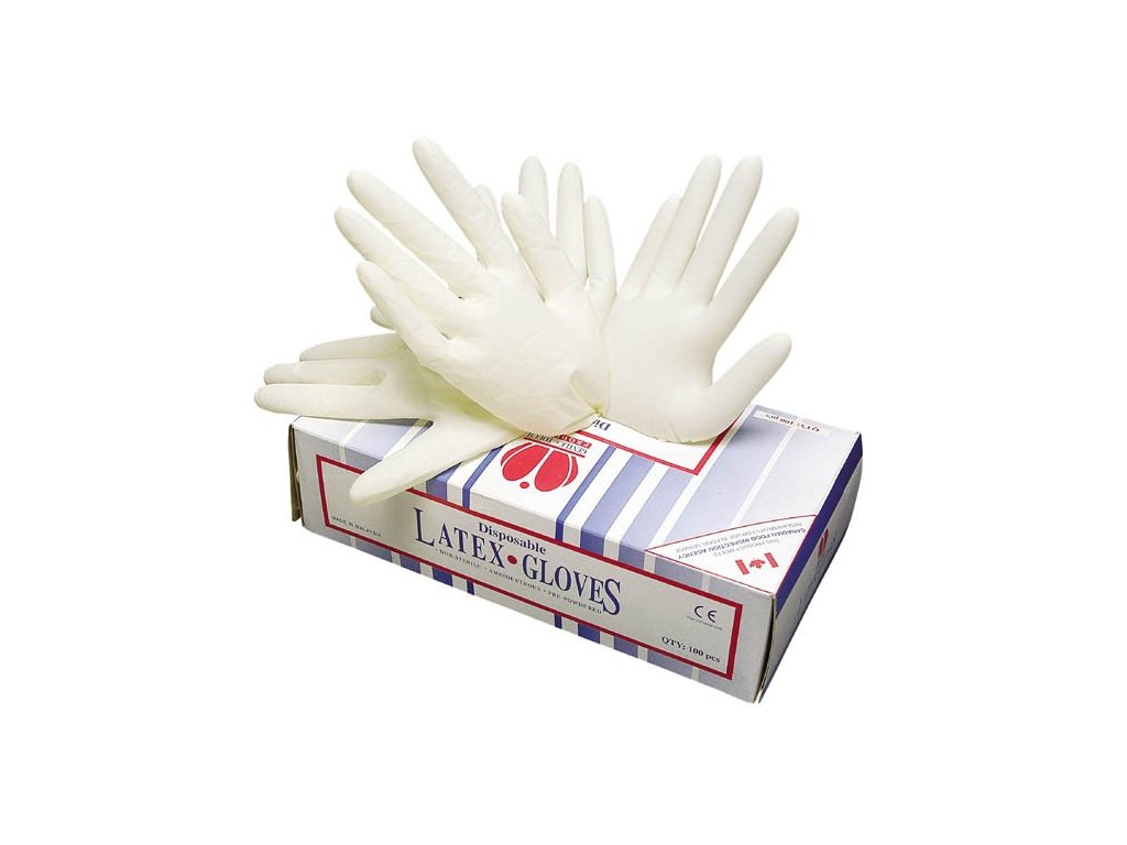 Jednorázové latexové rukavice v balení po 100 kusech, Sempercare.