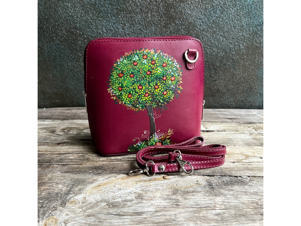 Kožená kabelka strom - originál malovaná