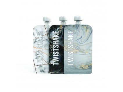 Twistshake - Plnitelná kapsička 3x220 ml Mramorově šedá