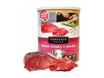 Konzerva pro psy Hovězí steaky Topstein, 800 g