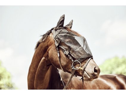 Maska proti hmyzu HorseGuard, jezdecká, s ochranou uší, černá