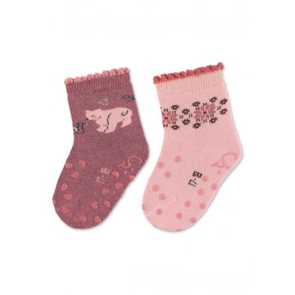 STERNTALER Ponožky protišmykové Medvedík ABS 2ks v balení light red dievča veľ. 21/22 cm-
