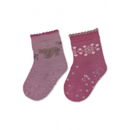 STERNTALER Ponožky protišmykové Medvedík ABS 2ks v balení purple dievča veľ. 21/22 cm-