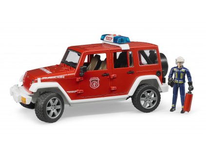 BRUDER 2528 Červený požární vůz Jeep Wrangler s figurkou hasiče