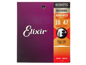 ELIXIR struny 10/47 acoustická kytara nanoweb 80 20 bronze custom light