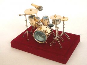 dárek pro bubeníka miniatura bicí soupravy s průhledným poklopem