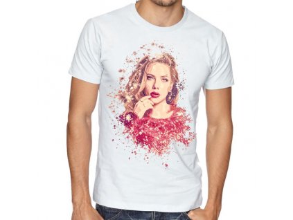 Pánské bílé tričko Scarlett Johansson Kresba