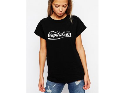 dámské černé tričko kapitalismus parodie coca cola