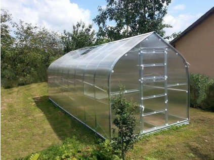 Zahradní skleník z polykarbonátu Gardentec Standard 6 m  + Komplet 3 střešních oken s automatickými otvírači + Sada těsnění
