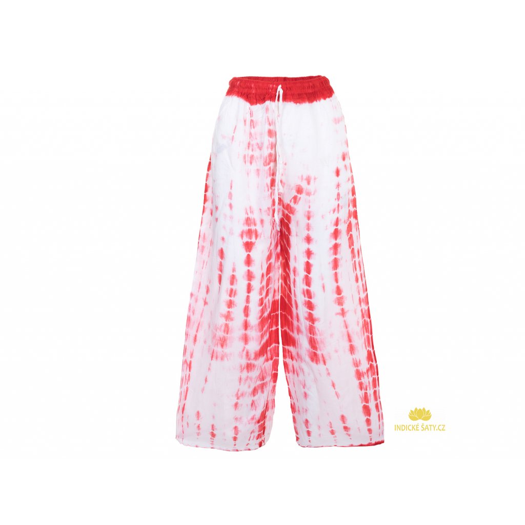 Jemňoučké batikované kalhoty makově červené