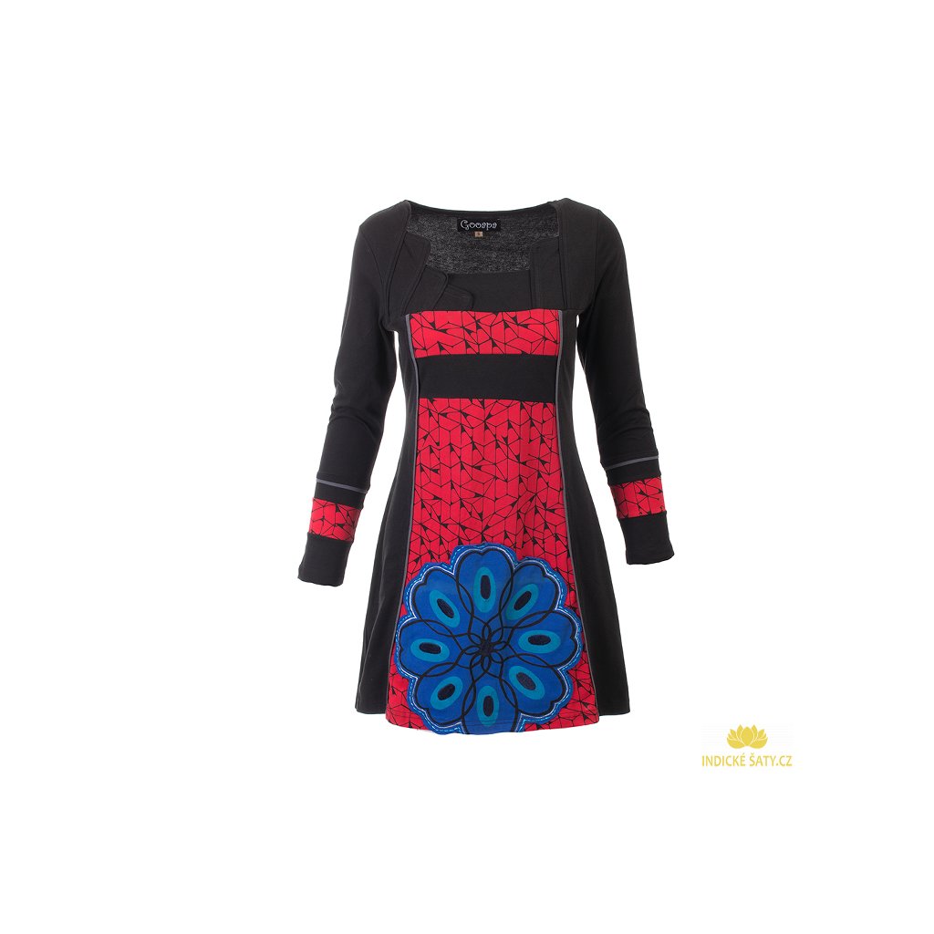Originální černočervené šaty z organické bavlny