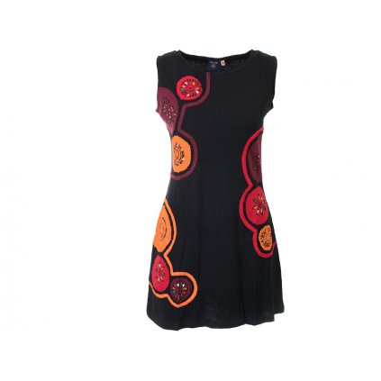 Krátké bavlněné šaty Mandaly černočervené