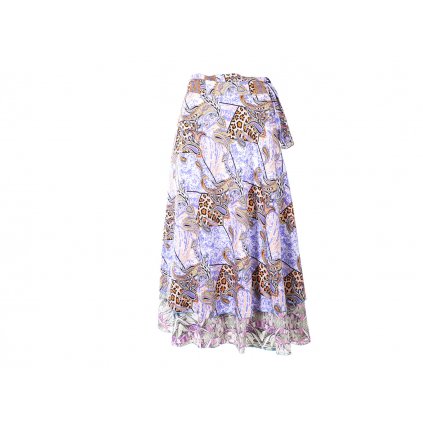 Dvojitá zavinovací sukně z umělého hedvábí fialová