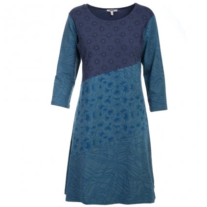 Šaty ze strečové bavlny s 3/4 rukávem modré (M/L)
