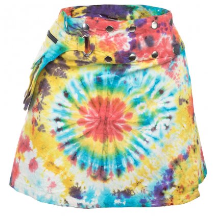 Batikovaná sukně s druky a kapsičkou světlá barevná (UNI)