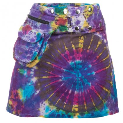 Batikovaná sukně s druky a kapsičkou fialová (UNI)
