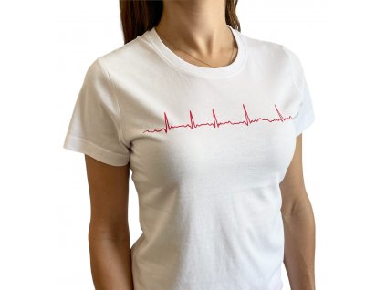 EKG tričko dámské bílé, fibrilace síní