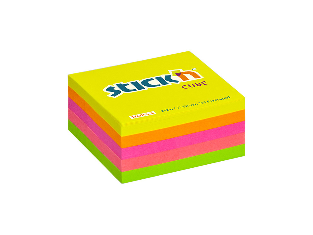 Blok samolepicí STICK'N by HOPAX neon žlutý mix