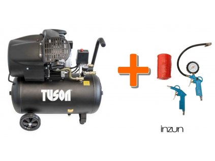 Olejový kompresor dvoupístkový 2,2kW, 3,0HP, 50l TUSON 130024 + Pneu sada 3 dílná WJ002030