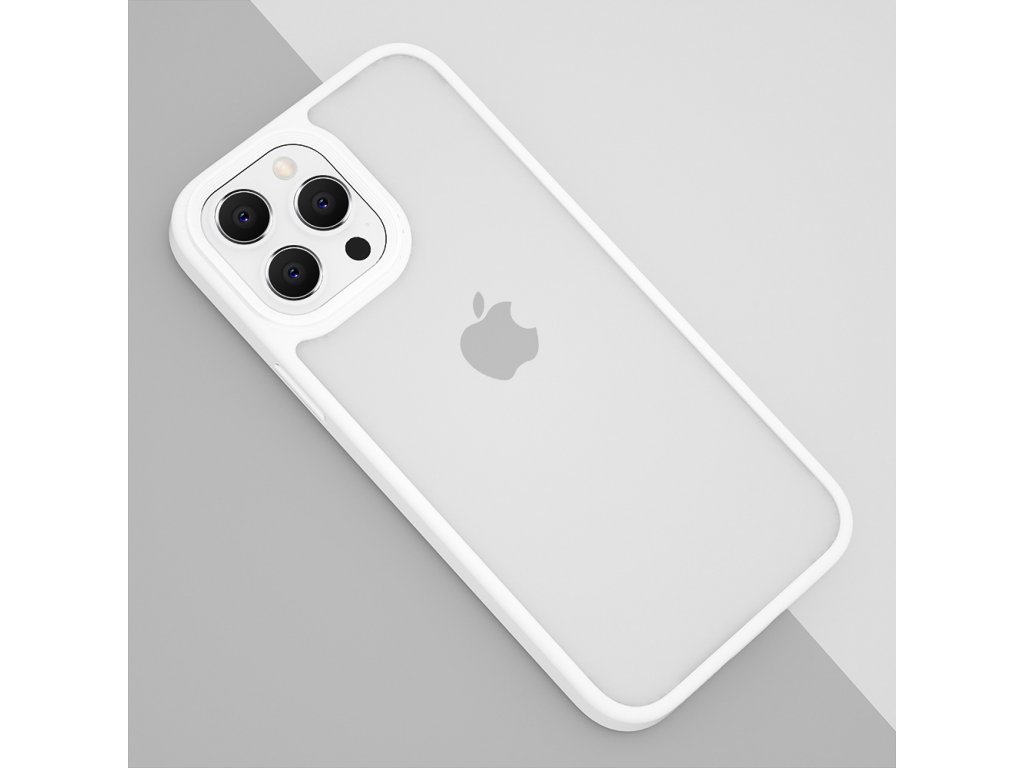 Průhledný kryt s barevným okrajem - iPhone 12 Pro Max - Bílý