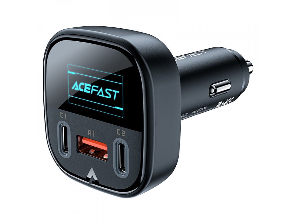 Autoadaptér ~ AceFast B5 ~ 2x USB-C + USB-A (101W) - Černá