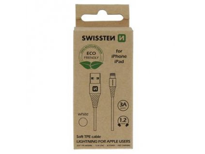Datový kabel - Swissten - USB-A na Lightning - 1,2M - Bílý - ECO BALENÍ