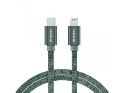 Datový kabel - Swissten - Textile - USB-C na Lightning - 2M - Stříbrný