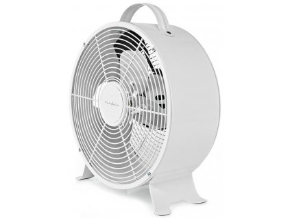 NEDIS stolní ventilátor/ průměr 25 cm/ výkon 20 W/ síťové napájení/ 2 rychlosti/ kovový/ bílý