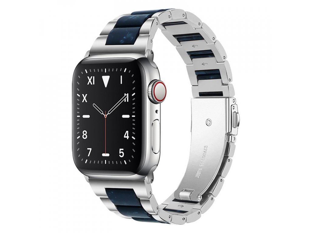 Dámský keramický dvoubarevný řemínek na Apple Watch - Stříbrná / modrá (výprodej)