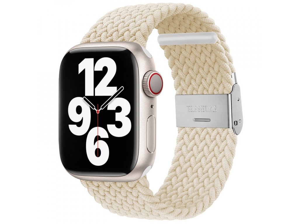 Pletený řemínek na Apple Watch s přezkou - Béžový