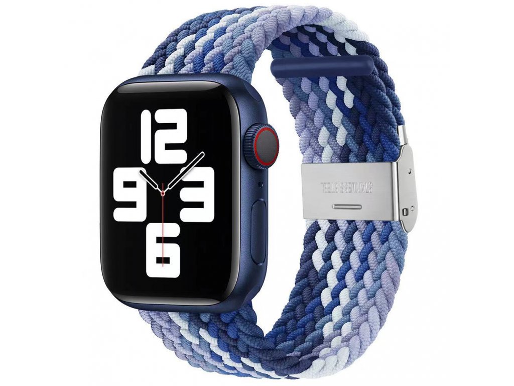 Pletený řemínek na Apple Watch s přezkou - Modrý multicolor (výprodej)