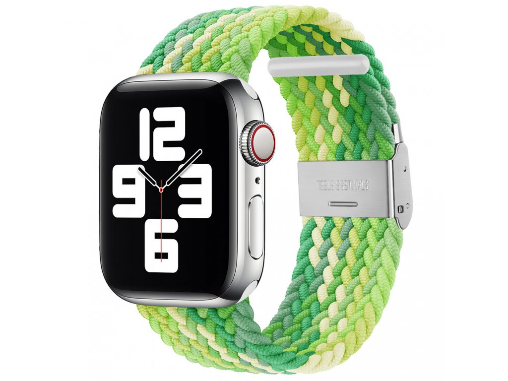 Pletený řemínek na Apple Watch s přezkou - Zelená multicolor (výprodej)