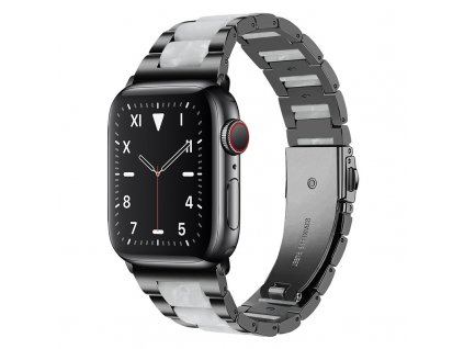 Dámský keramický dvoubarevný řemínek na Apple Watch - Tmavě šedá / bílá (výprodej)