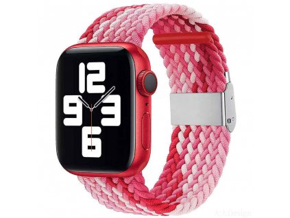 Pletený řemínek na Apple Watch s přezkou - Červený multicolor (výprodej)