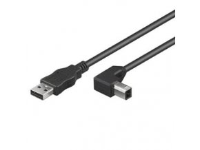 PremiumCord Kabel USB 2.0, A-B, 0,5m (lomený konektor) 90°