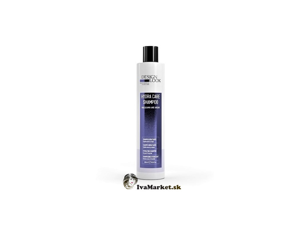 Design Look Hydra Care šampón 300 ml  Hydratačný šampón obohatený o makadamový a arganový olej pre suché a krepovité vlasy.