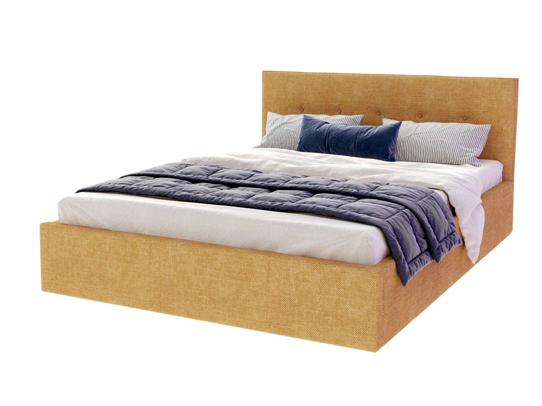 Čalúnená manželská posteľ Stuly s úložným priestorom - žltá Rozmer: 140x200