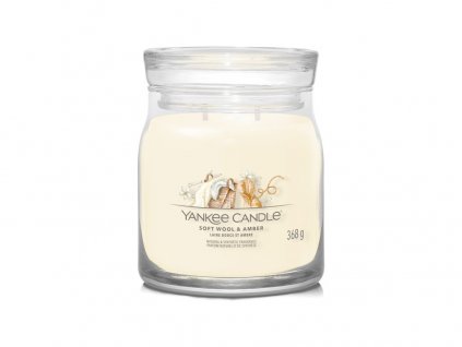 Yankee Candle Signature svíčka střední Soft Wool & Amber, 368g