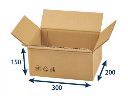 kartonova krabica 300 x 200 x 150 5vvl chlopnova