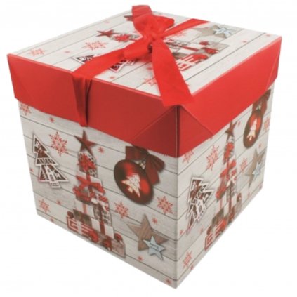 dárková krabička vánoční červená mašle