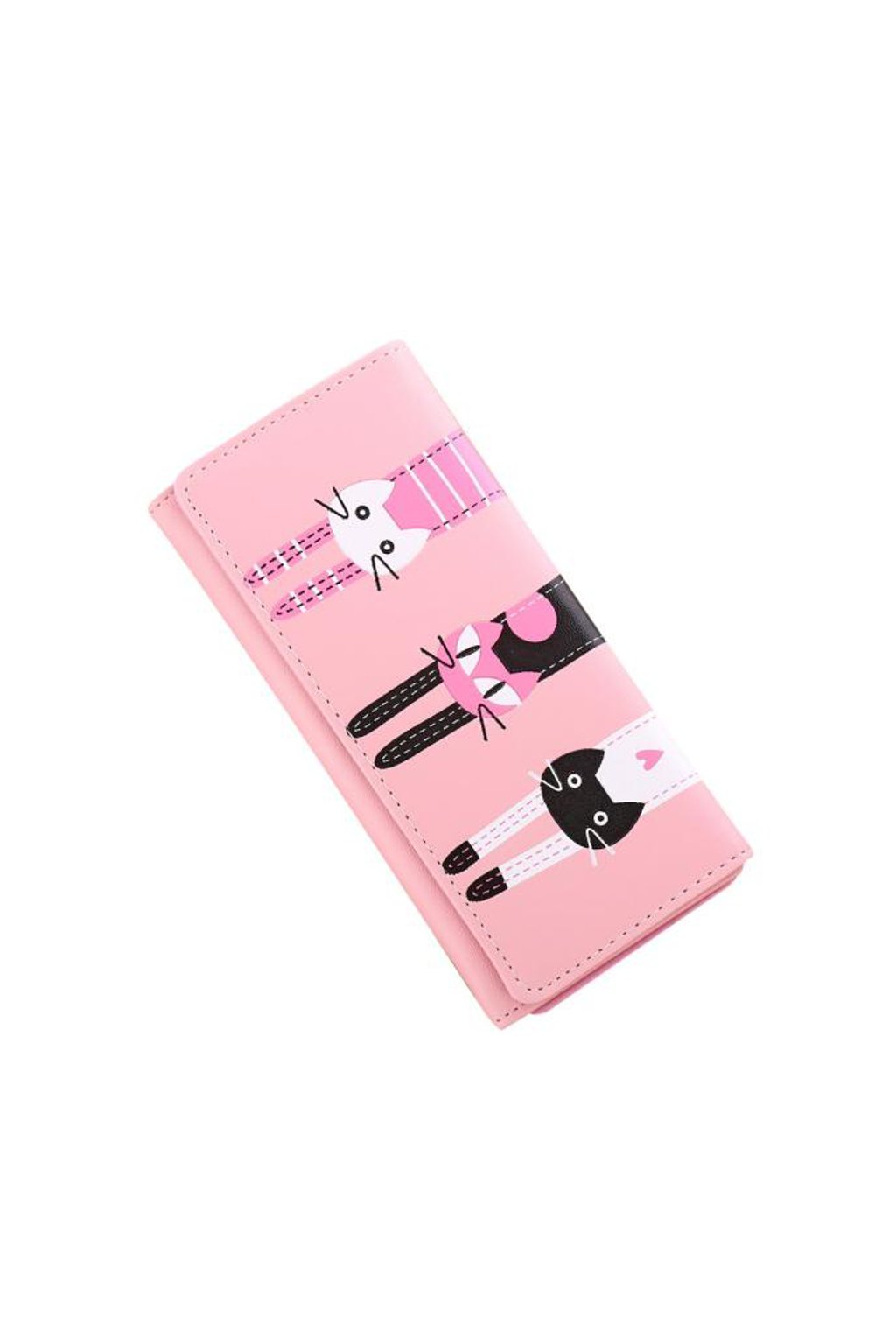Roztomilá růžová peněženka s kočkami