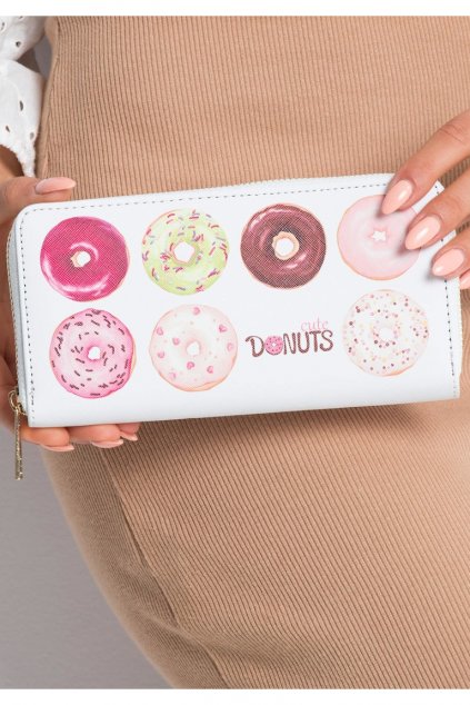 Bílá peněženka s potiskem donutů