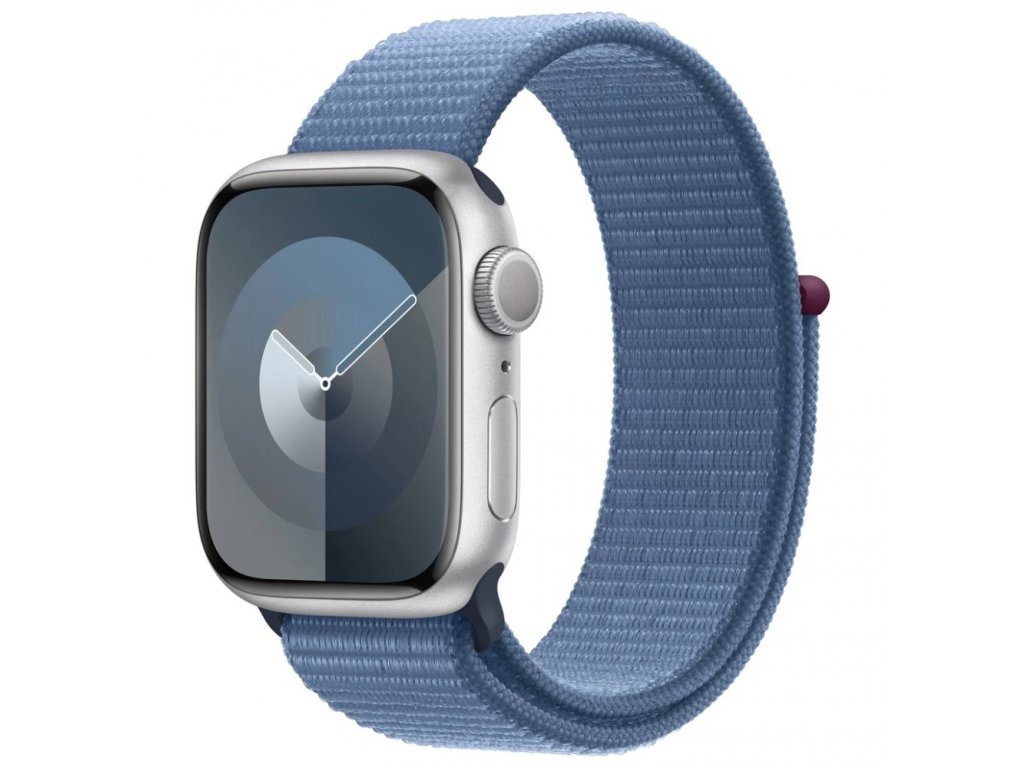 Apple Watch Series 9 41mm Stříbrný hliník s ledově modrým provlékacím řemínkem