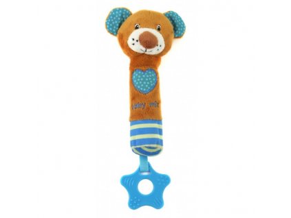 Detská pískacia plyšová hračka s hryzátkom Baby Mix medvedík modrá