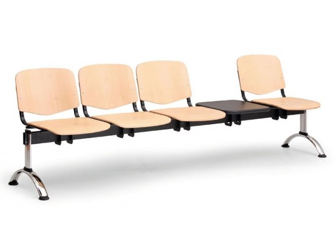 drevena lavice do cekaren čtyřsedak stolek chromovane nohy ISO 2