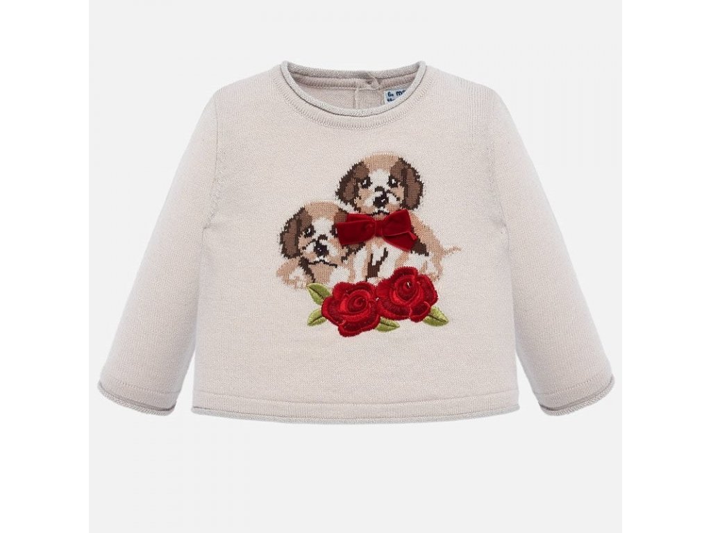 sweter z haftem dla dziewczynki mayoral 2312 64 bezowy