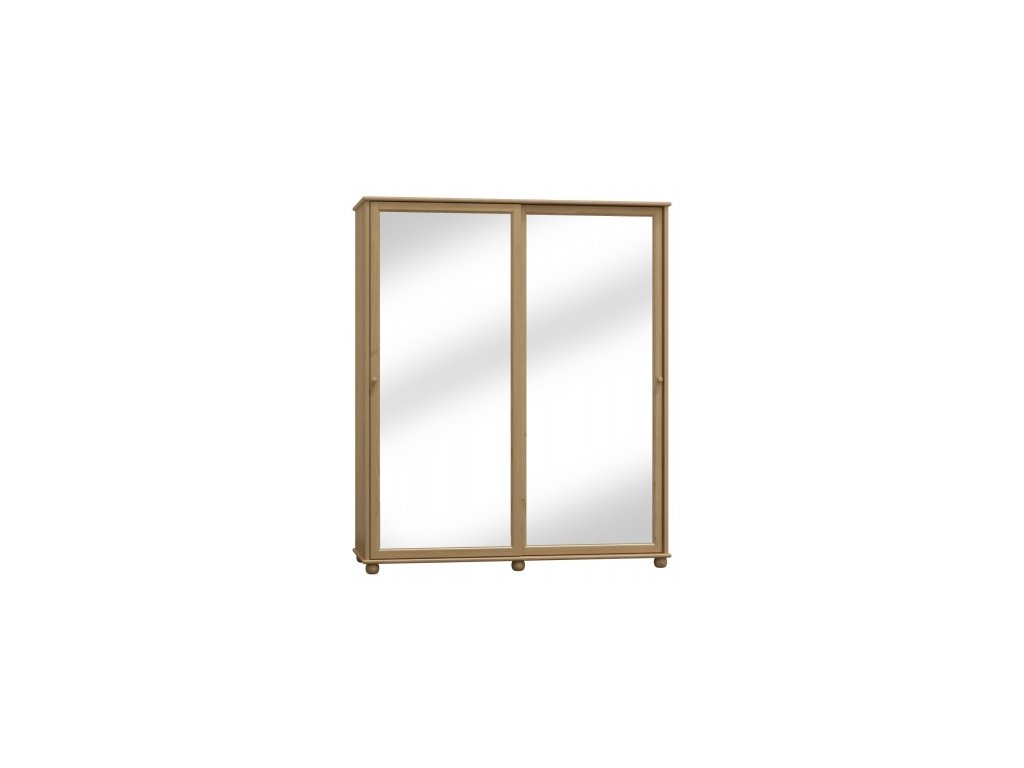 Šatní skříň z borovice s posuvnými dveřmi se zrcadlem Clasik 81  šířka 120 cm