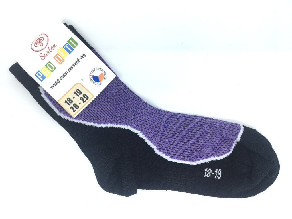 Dětské letní merino ponožky Surtex fialové