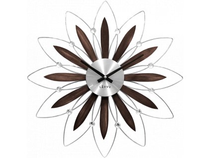 LAVVU Dřevěné stříbrné hodiny CRYSTAL Flower ⌀49cm