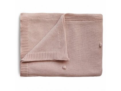 Mushie pletena detska deka z organickej bavlny bodkovana Blush 500x500